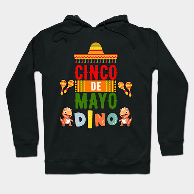 "Let's Fiesta" Cinco de Mayo Dino T-Shirt Hoodie by AIEvolution